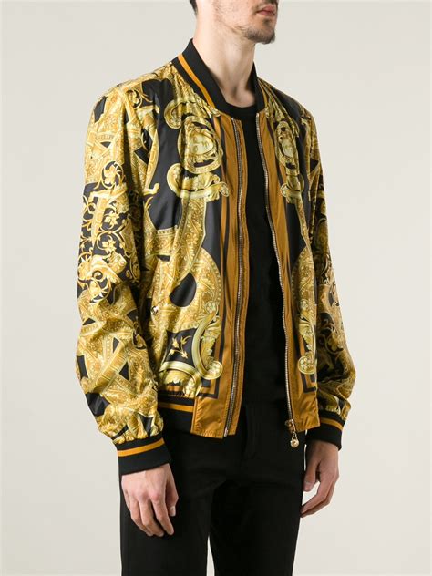 versace bomber jacket black gold|versace bomber jacket men's.